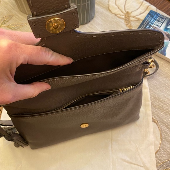 Tory Burch MCGRAW FOLD-OVER CROSSBODY, Silver Maple - Picture 8 of 14